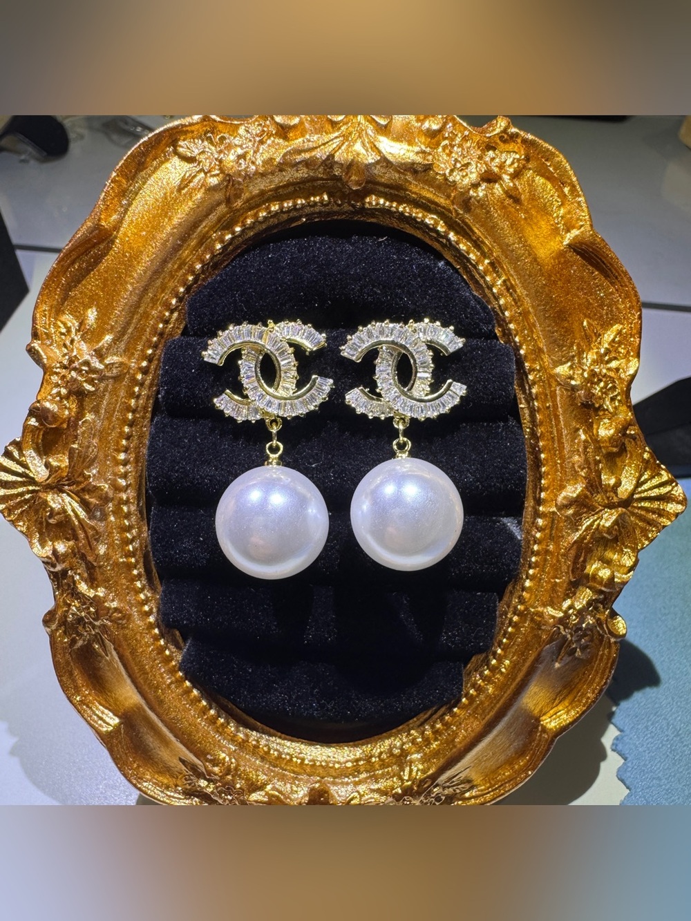 S925 Silver Post Crystal Pearl Drop Earrings
